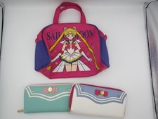 VTG 1992 Sailor Moon Anime Purse Bag Star Heart, 2 Authentic Wallets light stain picture