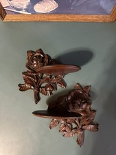2 Vintage Syroco Wood ROSE Floral Wall Hanging Shelves picture