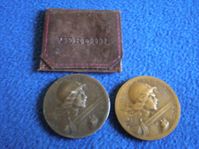 France: Silver & Bronze Verdun Table Medals by Vernier 1917 with Leather pouch picture