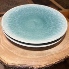 PAIR Jars-France Blue-Green Classic Dinner Plates Finish 10” STUNNING EUC picture