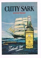 1960 CUTTY SARK Scots Scotch Whisky Tall Mast Clipper Ship art Vintage Print Ad picture