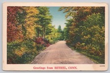 GREETINGS FROM BETHEL CONNECTICUT, FAIRFIELD COUNTY CT, POSTCARD c. 1951  picture