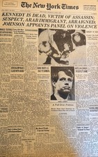 Vintage 1960s Assassination of RFK NEW YORK TIMES News Article Estate Sale Find picture