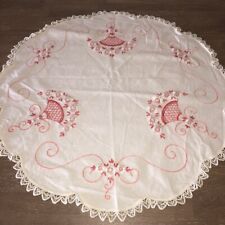 Vintage 40s Embroidered Linen Tablecloth Topper 31