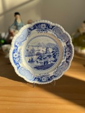 Antique J & W Ridgway Indian Temple Blue Transferware Stone China Plate c1815 picture