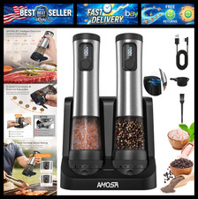 Electric Salt and Pepper Grinder Set, Battery Display Rechargeable Base picture