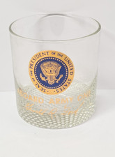 Vintage Gerald Ford Aboard Army One Presidential Seal Rocks Glass 1970s picture