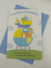 Hallmark Baby Boy Greeting Card New Parents Congratulations Stroller Gifts picture