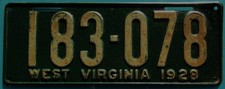 1928 WEST VIRGINIA License Plate #183-078 picture