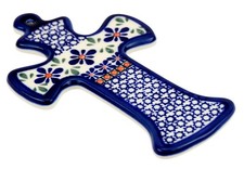 Polish Pottery Cross from Zaklady Boleslawiec Poland picture