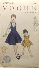 Vintage 1951 Vogue Sewing Pattern 2712 Girls Dress & Blouse Size 2 Printed Instr picture