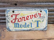 Vintage 1950s Hand Lettered Forever Model T Ford Vanity License Plate Car Club picture