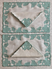 Vintage Madeira Marghab Grape Linen & Organdy 2 Placemats & 2 Napkins picture