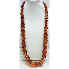 Vintage 1940s Baltic Amber Chunk Cabochon Necklace with Inclusions 90 Grams picture
