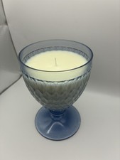 Vintage Blue Crystal Goblet Hand Poured Candle - Soy Wax picture