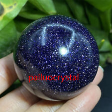 1pc blue Gold Sand Ball Quartz Crystal Sphere Reiki Healing Gem 35mm+ picture