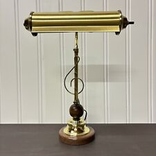 Vintage Mid Century Modern Desk Lamp Treble Clef Music Note Wood Grain Brass picture