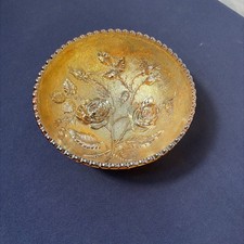 Imperial Glass Company  Serving Bowl Open Rose Carnival Glass Bowl In Marigold  picture