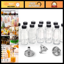 12 Pack 2 oz Clear Glass Shot Bottles with Caps - Mini Travel Containers 60ml picture
