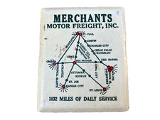 VTG MERCHANTS MOTOR FREIGHT INC TERMINALS CITY ADVERTISING METAL CLIP ROUTE MAP picture