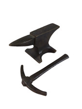 Vintage Miniature Cast Iron Anvil & Pickaxe Set Blacksmith Jeweler Tool Decor picture