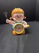 Rhythm Citizen Japanese Talking Alarm Clock Girl w/Spatula and Frying Pan TESTED picture