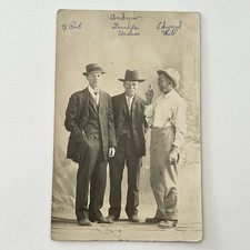 Antique RPPC Real Photograph Postcard Handsome Men Cowboy Hat ID Urness Will picture