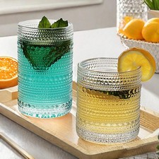 Clear Hobnail Driinking Glasses Set, Glassware Drinking Set of 8, 12 oz Highb... picture
