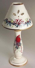 Lenox Winter Greetings Candlestick Lamp Cardinal Holly Porcelain Gold Box 761852 picture