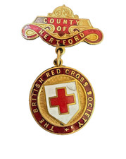 Antique WWl Nursing Badge British Red Cross Society  Hertford J.R. Gaunt London picture