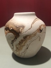 Nemadji Pottery Vase Swirl Clay Southwestern, Small 3” tall picture