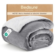Bedsure GentleSoft Sherpa Fleece Twin Blanket for Couch, Thick Plush Throw, Non- picture