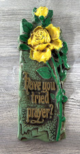Wall Art Chalkware Vintage Cottage Farmhouse Have You Tried Prayer Yellow Roses picture