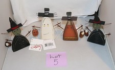 AS IS Primitives by Kathy Halloween Sitter Set 4 Witch Rustic Home Decor Ghost picture