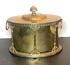 Vtg Mottahedeh Design Brass Biscuit Box Tea Caddy Container Removable Liner picture