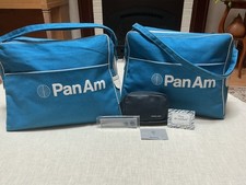 VTG 1963 Pan Am Canvas Flight Bags Pair Deadstock Set BEARSE Amenity Pouch picture
