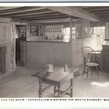 c1930s South Sudbury, MA Tap Room RPPC Longfellow's Wayside Inn Hotel Postcard picture