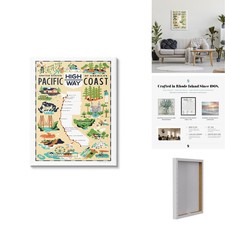 Stupell Industries Pacific Coast Highway Scenic Map Poster Stretched Canvas picture