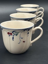Epoch Berry Grove Mugs Set of 4 Vintage Discontinued Scalloped Floral Coffee Tea picture