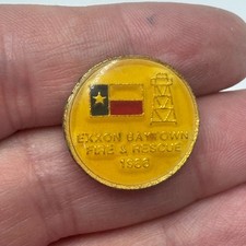 1988 Exxon Baytown Fire and Rescue Lapel Pin Texas Flag Vintage Enamel picture