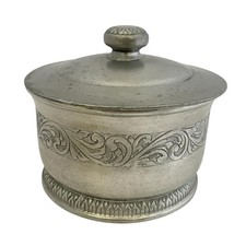 VINTAGE LABRAZEL ROUND PEWTER CANISTER W/LID TRINKETS or VANITY MADE IN ITALY picture