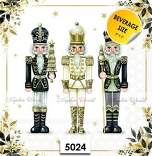 (5024) TWO Paper BEVERAGE / COCKTAIL Decoupage Art Craft Napkins - NUTCRACKERS picture