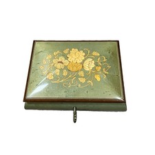 Vintage Reuge Italian Floral Inlay Jewelry Music Box Made In Italy picture