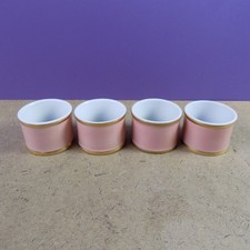 4 Fitz & Floyd Porcelain Versailles Dusty Rose Napkin Rings Pink Gold VGC picture