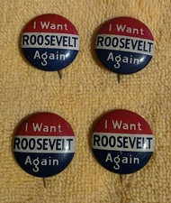 Vintage FDR Roosevelt Pinback Button 1936 1940 Campaign Geraghty Lot 4 picture
