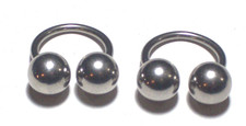 2- 14g 1/2 Big 10mm Ball horseshoe Ear Ring Surgical Steel 316L Hip Hop Sexy Hot picture