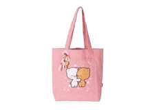 Milk & Mocha Bear Round1 Collab Exclusive Pink Tote Bag + Keychain NEW picture