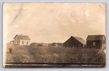 Vintage Real Photo Postcard Early 1900s Rural Farm Scene with Child picture