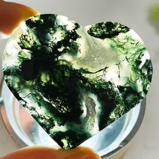 2Pc 100G Natural Crystal Druzy Moss Agate Polished Heart Home Pretty Gift Decor picture