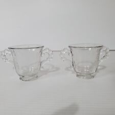 Vintage Imperial Sugar Bowl Clear Glass Candlewick Beaded 2 Handle Cups Set Lot picture